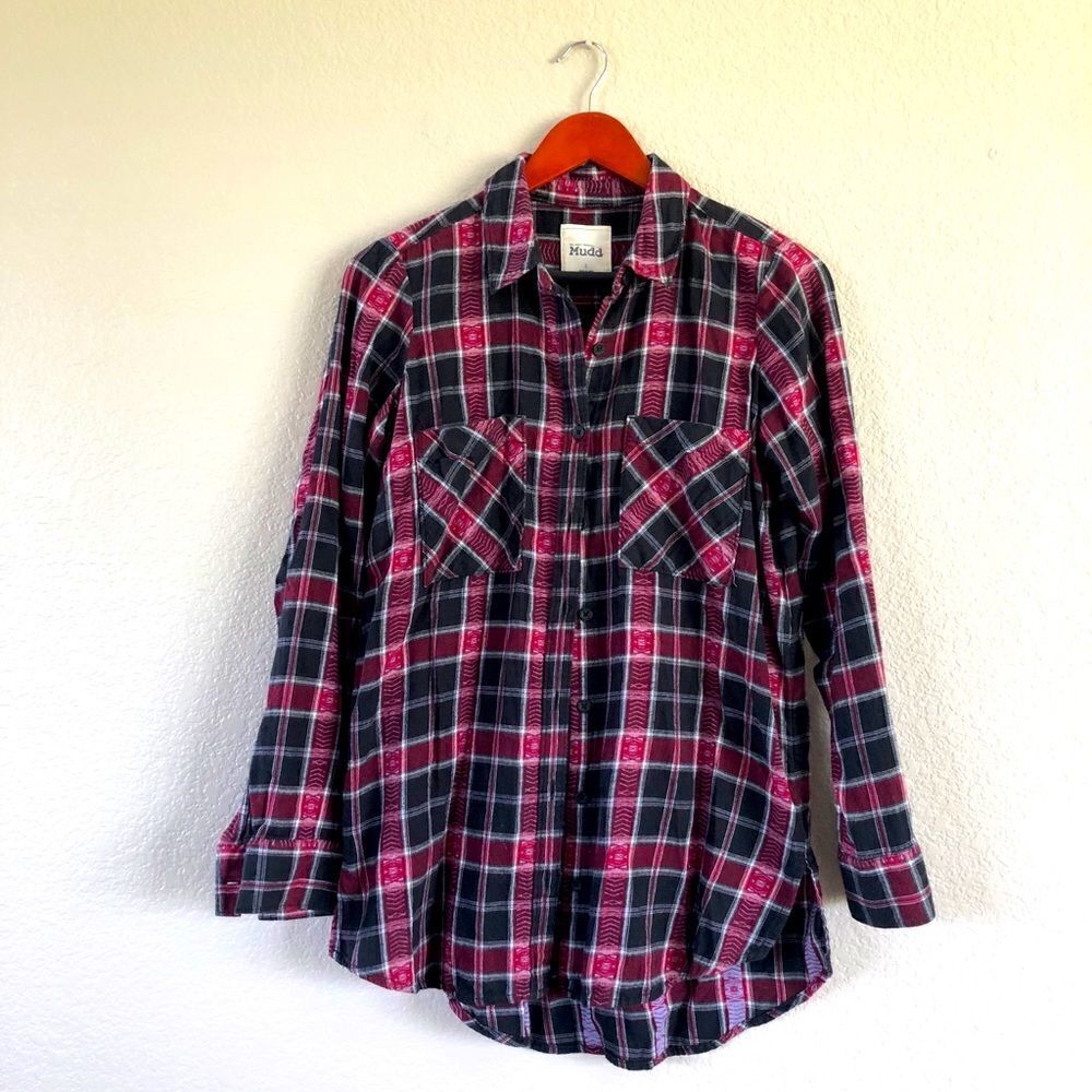 Mudd Plaid Button Down Long Sleeve Shirt S